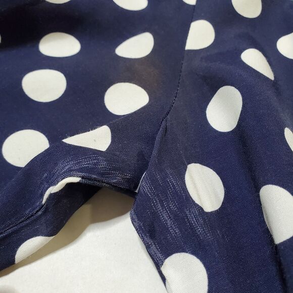 Vintage Express Polka Dot Dress 9/10 Blue White Button Front Rayon Midi Womens - Picture 8 of 11